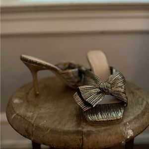 Loeffler Randall Gold Bow Sandals